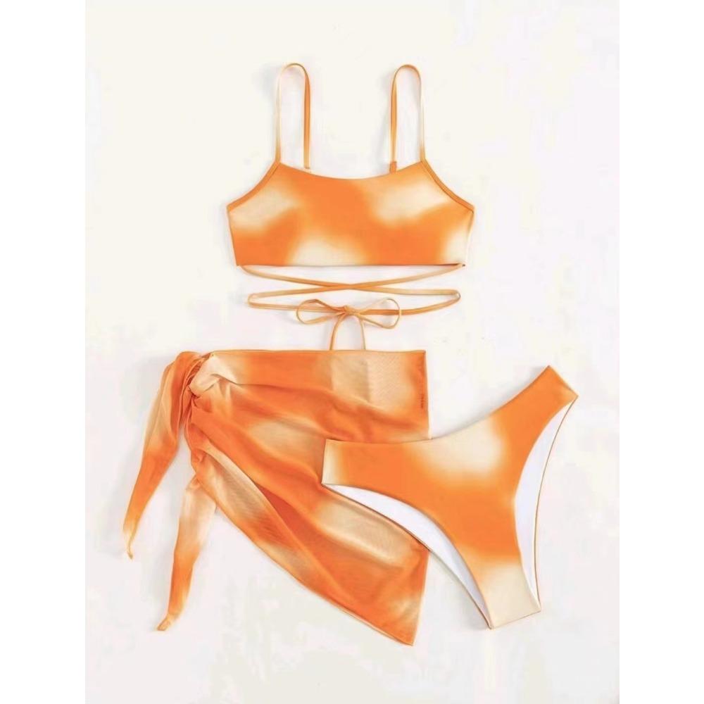 

Европейский и американский сексуальный принт тай-дай раздельный бикини модный цветной купальник XL оранжевый