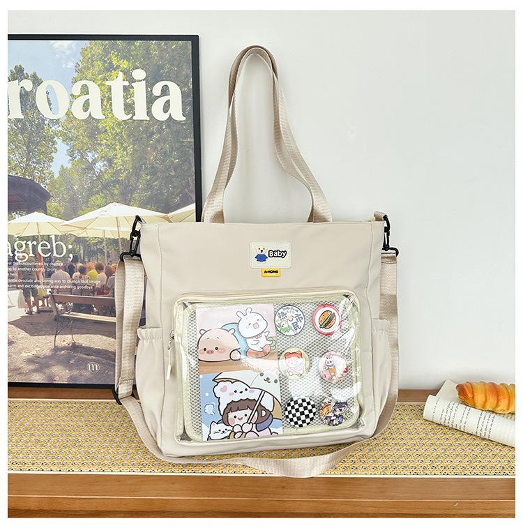 Large Capacity Handheld Book Bag Versatile High Value Shoulder Bag Cute Girl Soft Girl Messenger Bag Tutoring Bag