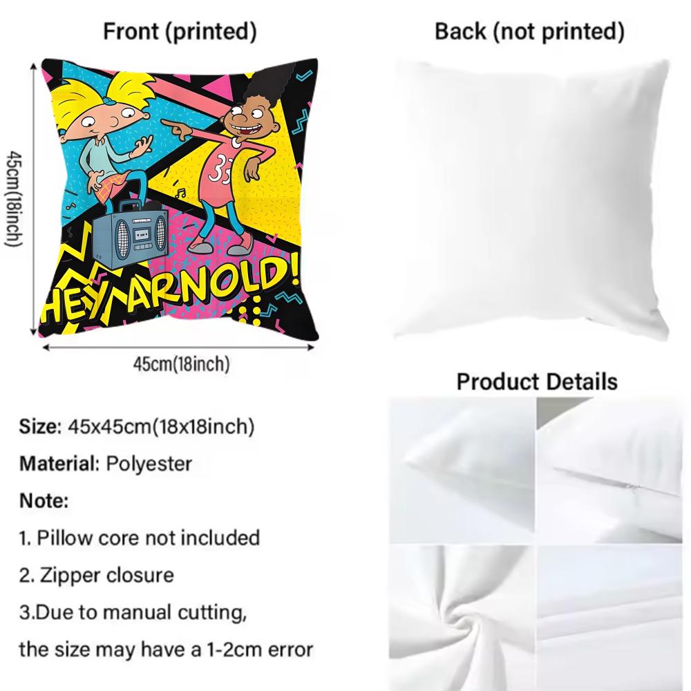 H-Hey ArnoldS Cushion Cover 2-in-1 Reversible Plush Pillow Cover | Car/Sofa/Bed | Perfect Gift