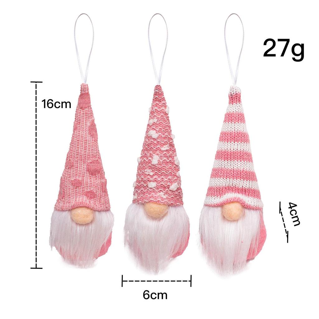3-Piece Christmas Gnome Plush Santa Doll Knit Fabric Christmas Tree Hanging Ornaments Gnomes Elf Decorations Gifts New Year