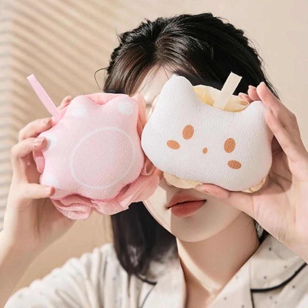 Cat Paw Bath Flower Towel Soft Cartoon Cute Bath Ball Bubble Hanging Rope Bath Ball Back Rubbing Magic Tool Bathroom Supplies