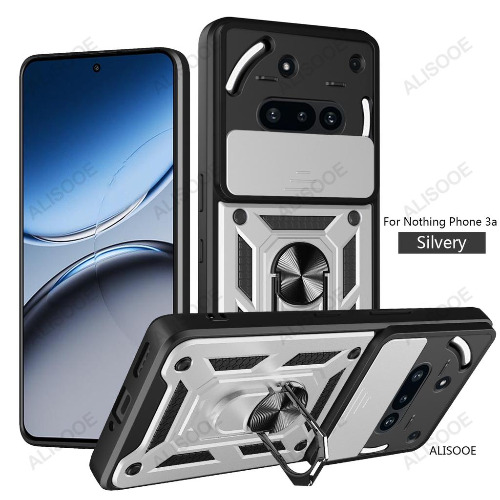 Funda for Nothing Phone 3A Case Slide Camera Protection Ring Stand Shockproof Back Cover for NothingPhone 3A Capa Funda