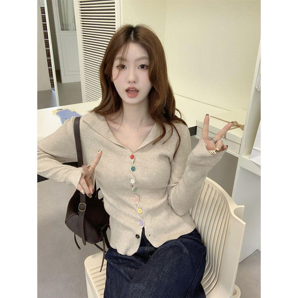 

Korean Color Block Long Sleeve Knitted Sweater with Flattering Fit One Size