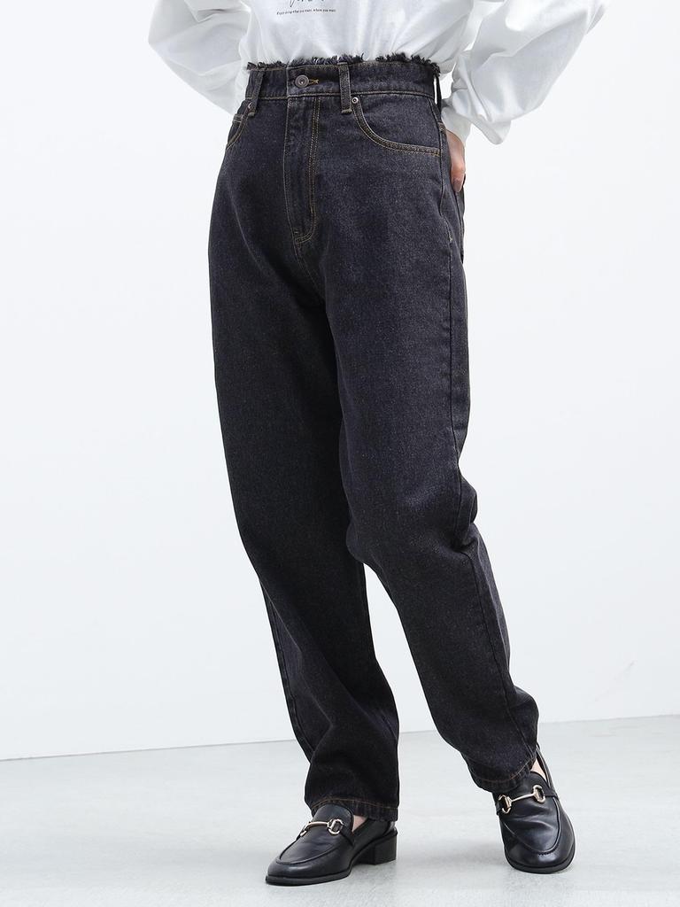 BEAMS HEART Denim Tapered Size Black Women's Pants, M,
