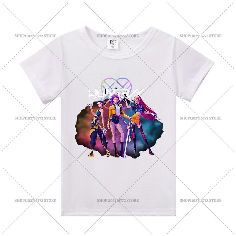 

K-pop Истребители демонов Детская футболка Huntrix Saja Мальчики Кино Футболка с коротким рукавом Милая Нелепая Руми Джину Топы Детская одежда Одежда для девочек Подарок 150