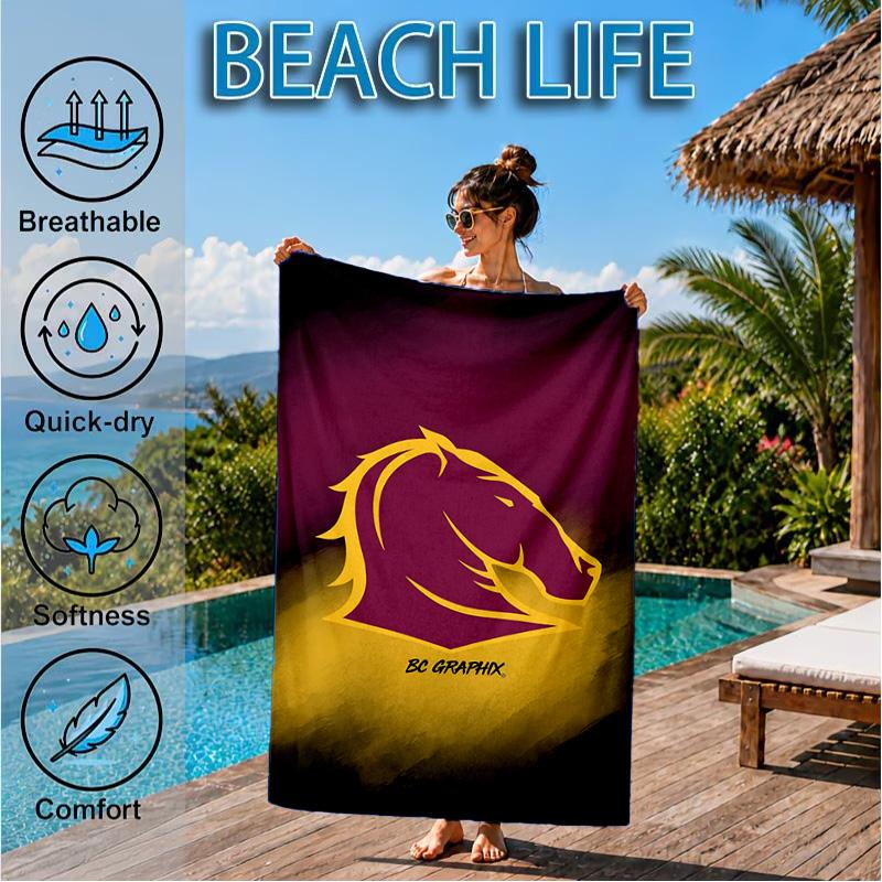 Brisbane Broncos Strandtuch, Schnelltrocknend, Pflegeleicht, Geeignet für Fitness und Strandurlaub, Sport-Essential