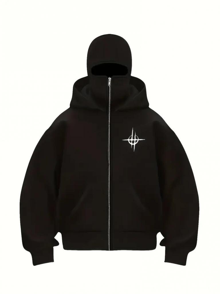 Pánská mikina na zip - Gotická punková streetwearová bunda se zapínáním na přední zip