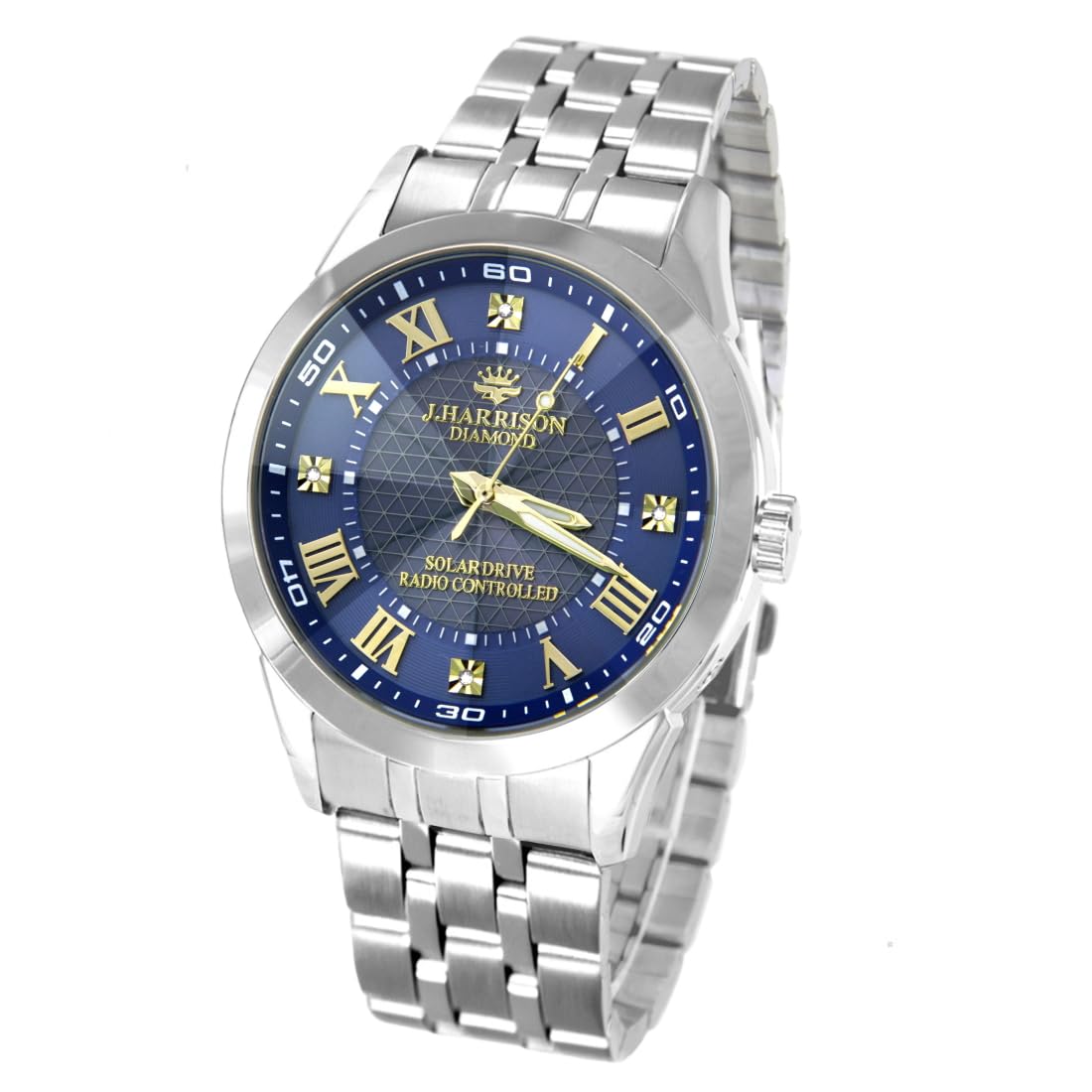 

Solar Watch of the Power saving Sleep mode function Crystal cut glass Diamond 4 stones Blue dial J.HARRISON (John Harrison) Radio-Controlled Men s синий