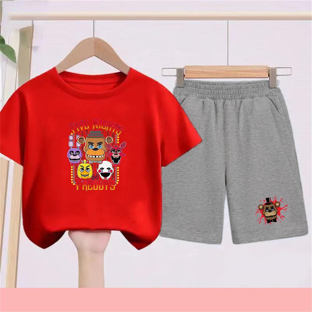 Summer boy Girls Casual T Shirt Sets cartoon Printed Kids Fashion Outfits Teen Children's O Neck Short Sleeve Tops Shorts 2pcs