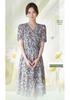 Elegant Floral Mid-Length Summer Dress for Middle-Aged Women
