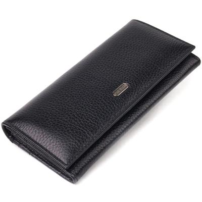 Classic Women's Wallet Made of Genuine Grained Leather CANPELLINI Wallet 21658 Black