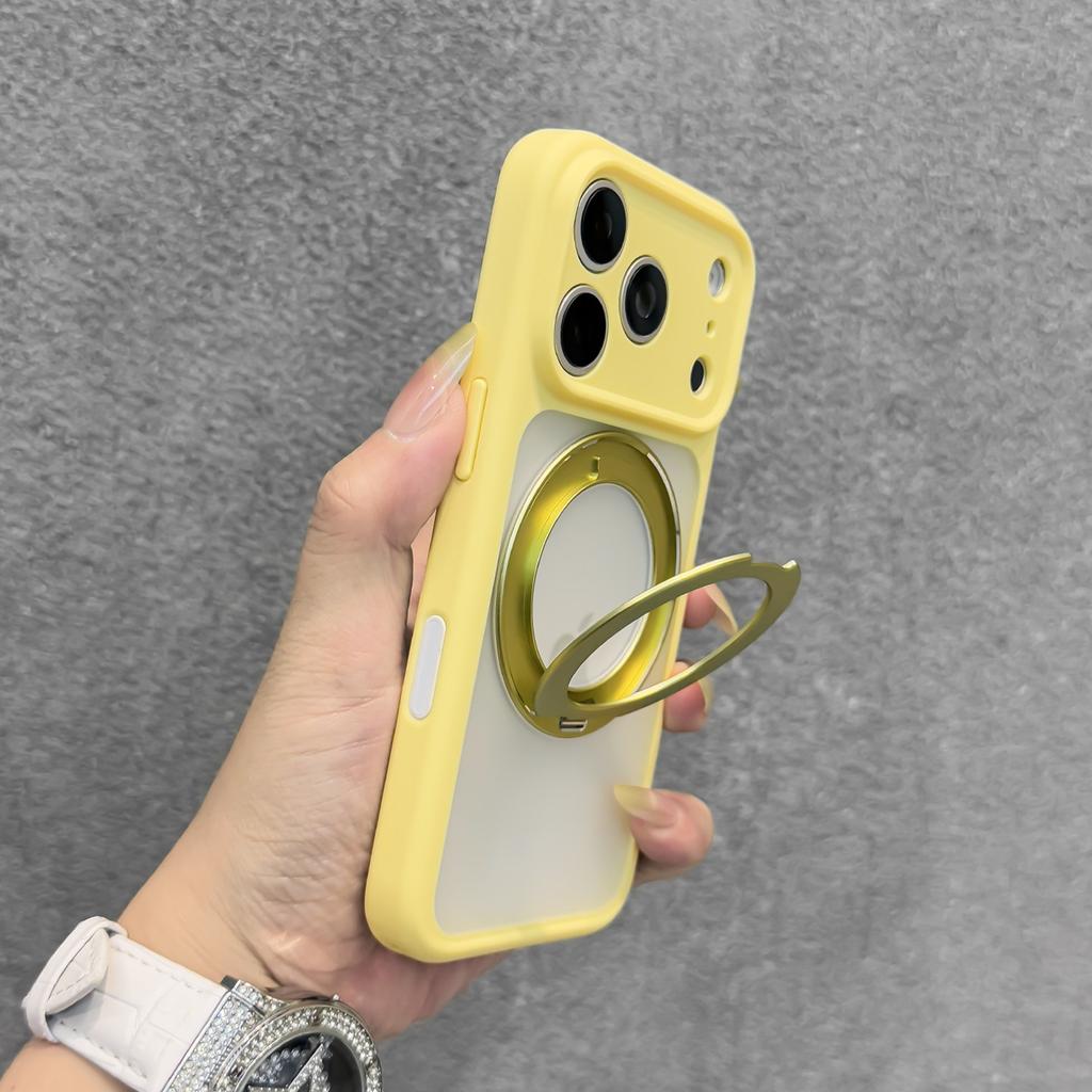 Candy Color 360° Rotating Bracket Magnetic Case for iPhone 17 16 Pro Max for Magsafe Lens Protection Translucent Matte Cover
