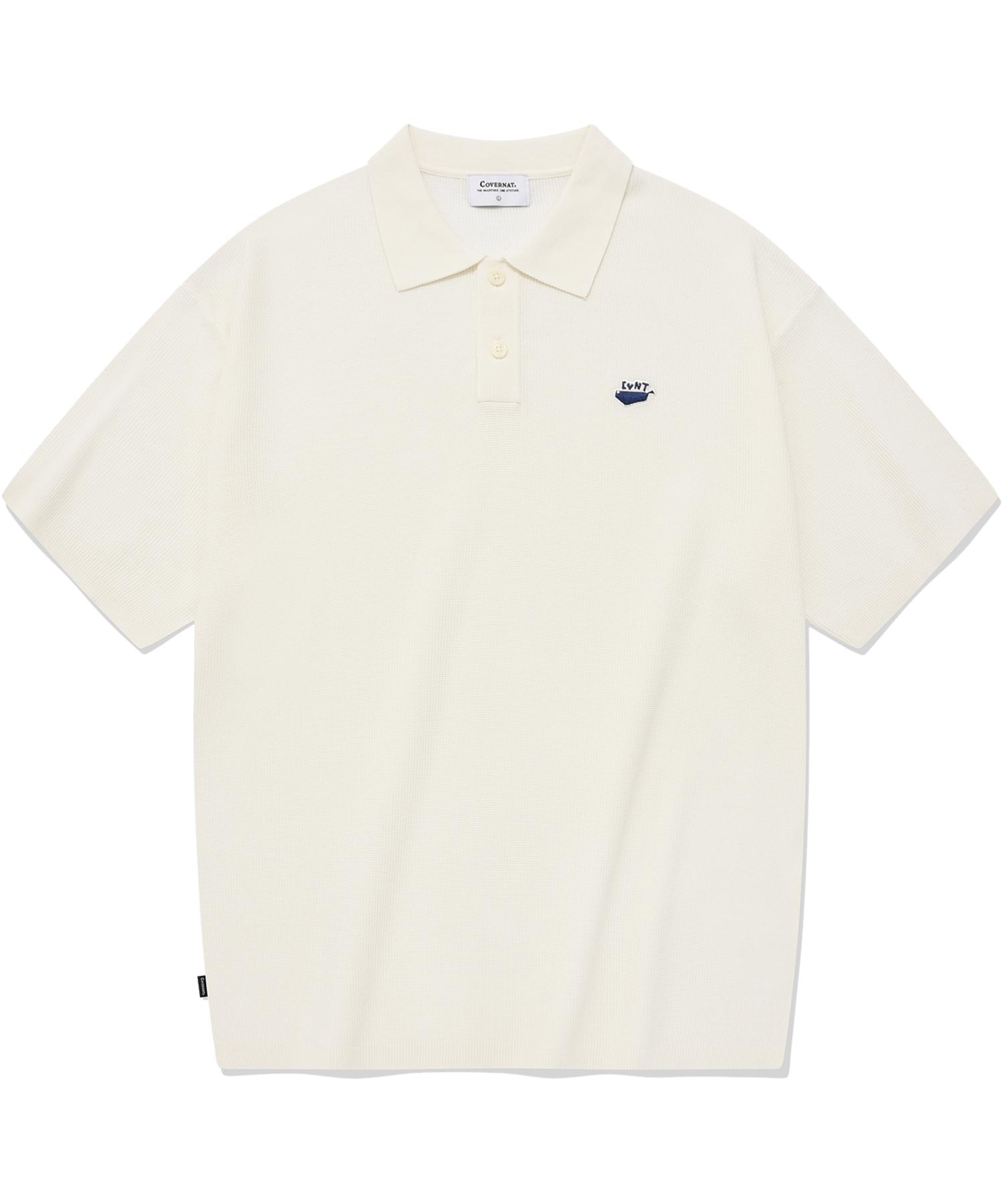 Covernat Whale Logo Collar Half Knit Ivory Ivory/L