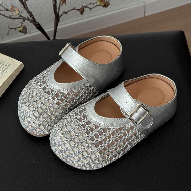 Baotou half slippers women's summer outer wear 2025 new mesh breathable slippers thick-soled Boken shoes one foot cool slippers
