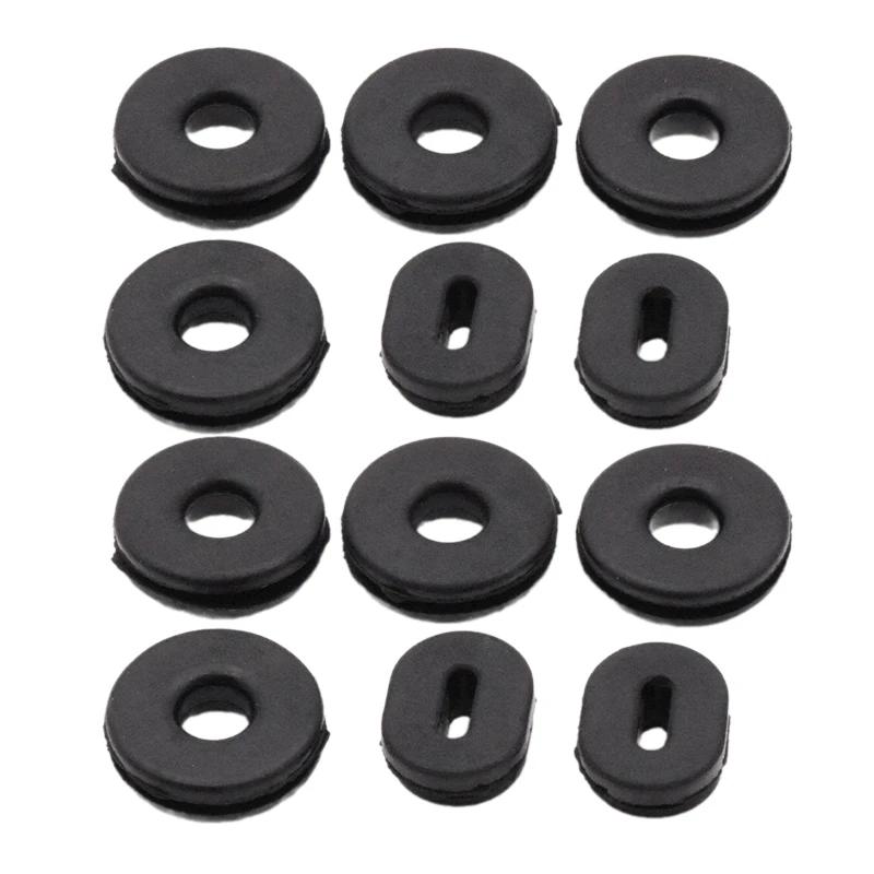 12Pcs/Set Motorcycle Body Side Cover Black Rubber Grommet Fairing Washer Bolts Fixed Rubber Ring Motorcycle Exterior Accessories