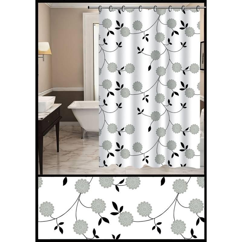 Shower Waterproof Bathroom Curtain Black Peony Kitchen Balcony Partition Bedroom