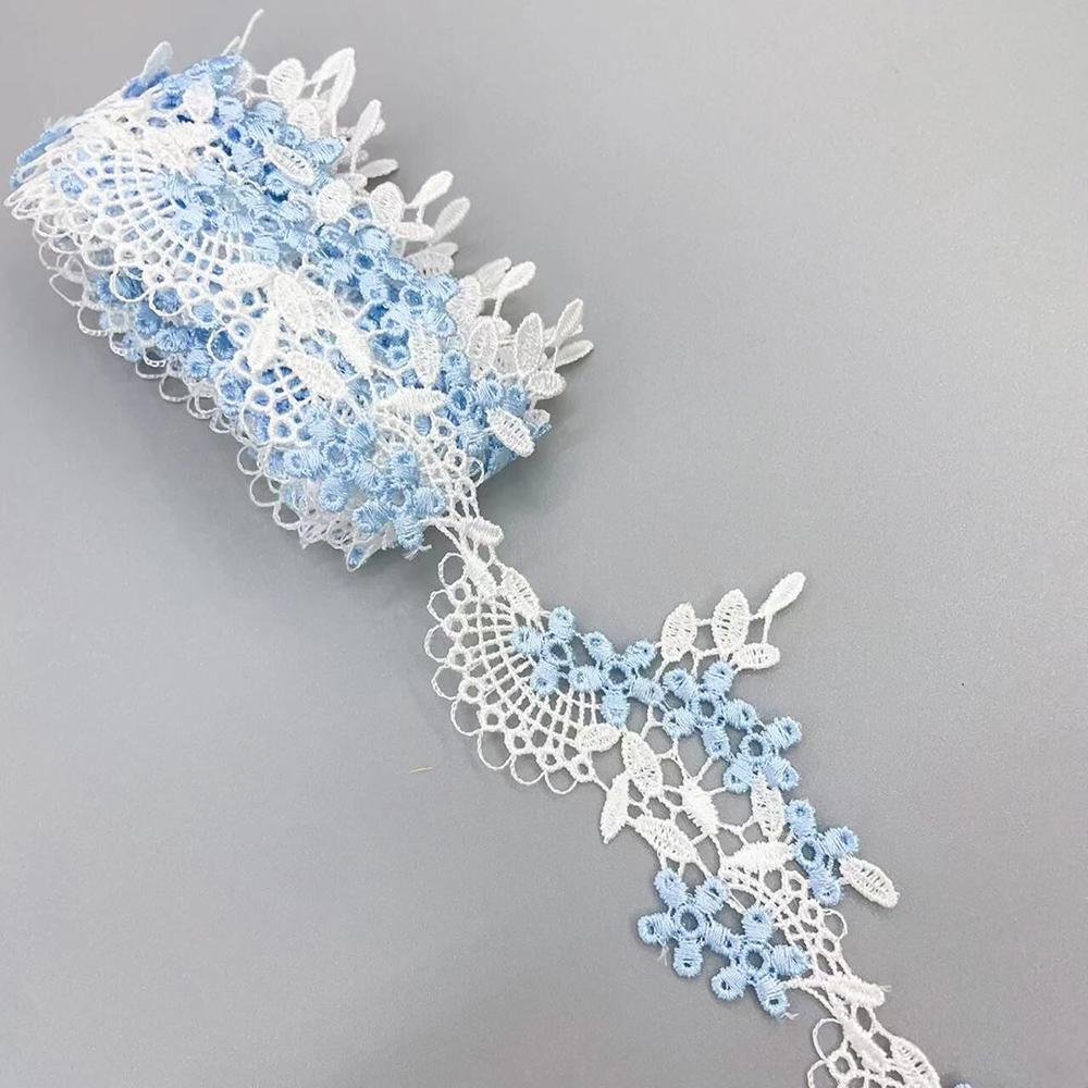 

1 ярд кружевной ленты сине-розового цвета, ажурная вышитая кружевная отделка, швейные аксессуары синий