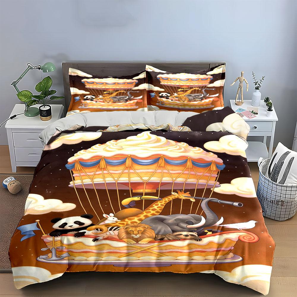 Animal-themed Hot Air Balloon Bedding Sets Duvet Cover Sets Duvet Covers Pillowcases(1 * Duvet Cover 2 * Pillowcases Without Duvet Insert)