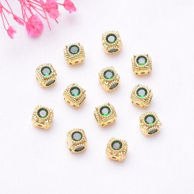 10pcs 18K Gold Bag Color Retention Inlaid Zircon Square Bead Spacer Loose Bead Jewelry Accessories Diy Bracelet Beaded Material