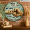 2D Flat, 1pc Mom and Son Metal Wall Art - Holding Hands & Fist Bump Heart-to-Heart - Vintage Iron Family Sign for, Room Decor - Sentimental