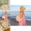 Simple Pink Bow Decoration Women Casual Grass Woven Handbag For Beach And Casual Wear