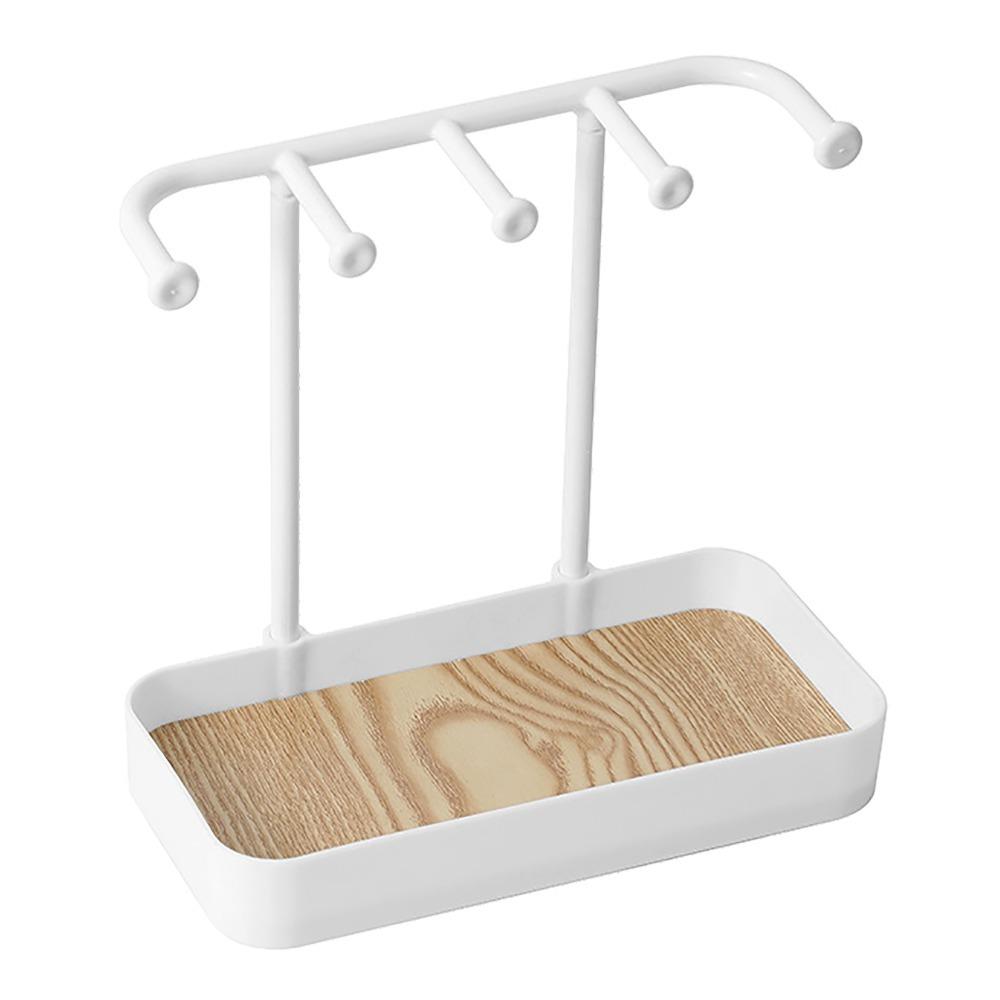 

Earring Holder Plastic Jewelry Stand Multifunctional Black Jewelry Organizer White Wooden Tray Necklace Stand Desktop Use белый