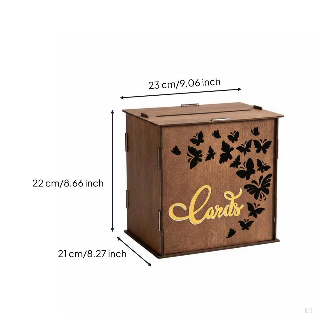 Nuptial Card Box Cards Slot Wooden Butterfly