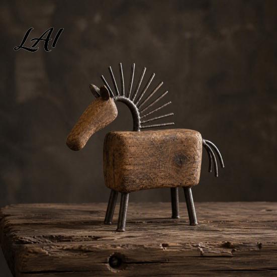 Elegant Sculptural Decor for Entryway Vintage Horse Figurine Rustic Farmhouse Sculpture Folk Art Interior Design Accessories Tabletop Ornament Home