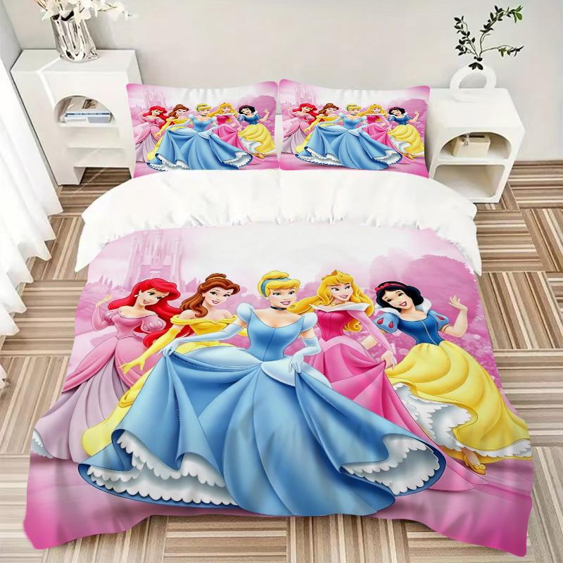 Princesses Colorful Gowns Print 3Pcs Bedding Setduvet Cover With 2 Bedropillowcase Home Birthday Gift