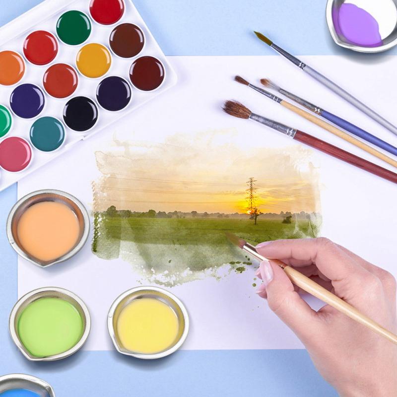 10Pcs Stainless Steel Painting Color Bowls Oil Paint Trays Paint Color Mixing Cups Color Mixer Children Diy Painting Tools