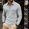 Men's Heavyweight Long Sleeve Polo Hoodie - Autumn/Winter Lapel Casual Sport Style with Multi-Pockets