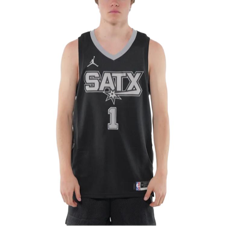 Jordan NBA Victor Wembanyama Spurs 1 Limited Edition SW Jersey Unisex Jersey Black Light-Silver DO9543-014