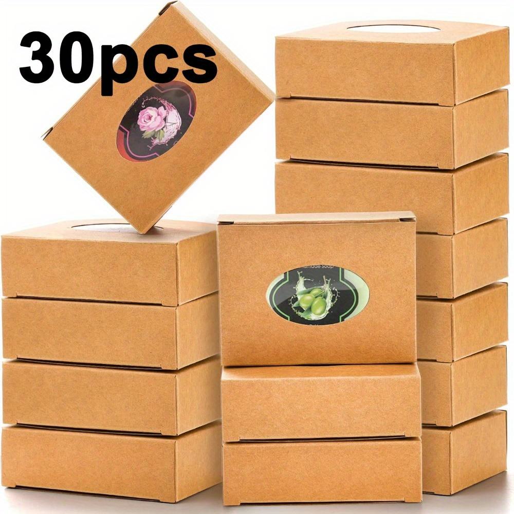 

30 шт. мыльниц для мыла ручной работы бумажные коробки для угощений с эллипсоидным прозрачным окном крафт-бумажные коробки для угощений на вечеринку для свадеб 30pcs хаки