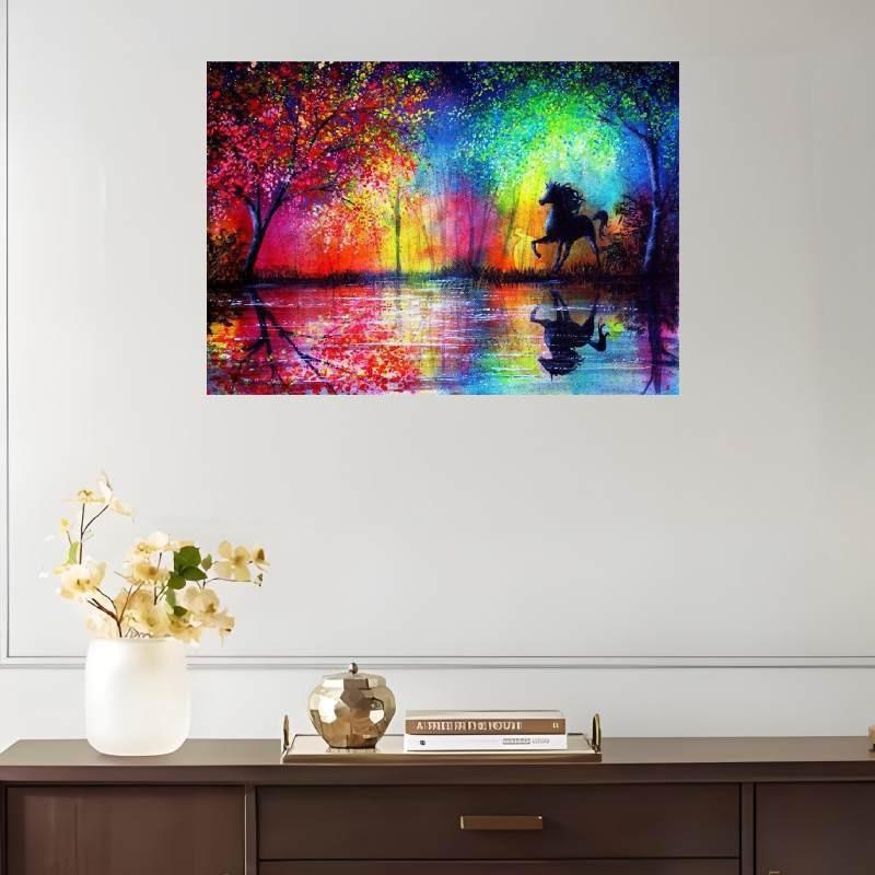 Canvas Horse Wall Art Animal Painting With Spray Technology For Home Decor