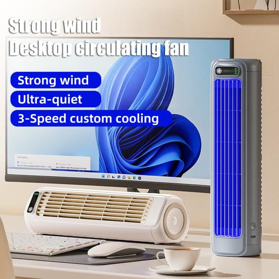 Wireless Portable Air Conditioning Cooling Fan 3 Speeds Strong Airflow Low Noise Rechargeable