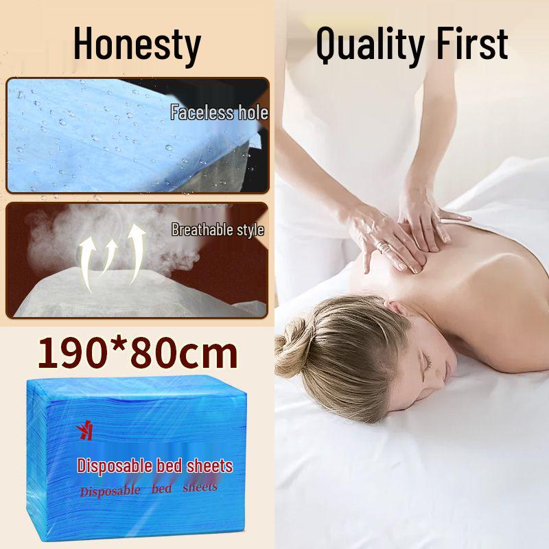 Waterproof & Oil-Proof Disposable Massage Bed Sheets, 200-Pack, Breathable, Thickened, with Face Hole for Beauty Salons