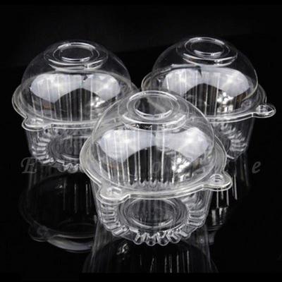 100 Clear Cathead Cupcake Plastic Bowl Muffin Pod Dome Container