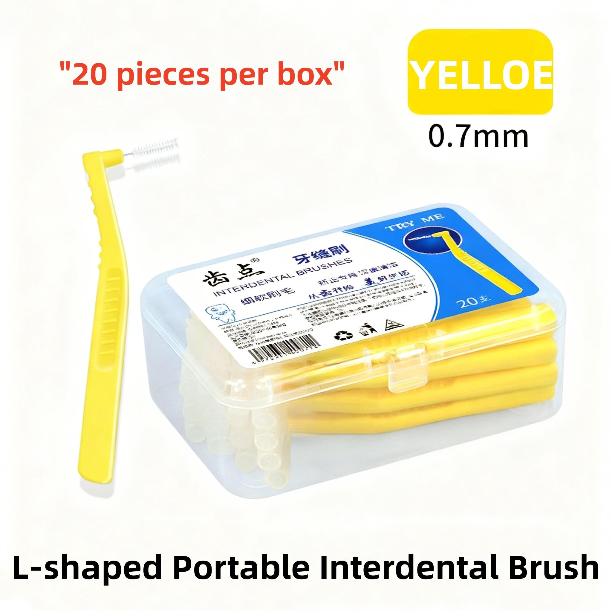 20 Pieces Boxed L-shaped Interdental Brushes for Orthodontics, Soft Bristle Interdental Cleaners, Interdental Brushes