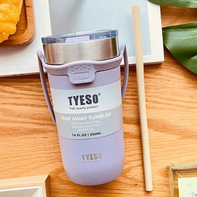 Tyeso 550/710ML Kubek do Kawy ze Stali Nierdzewnej ze Słomką Butelka na Wodę do Samochodu Termos Kubek Termiczny Podwójny Termos