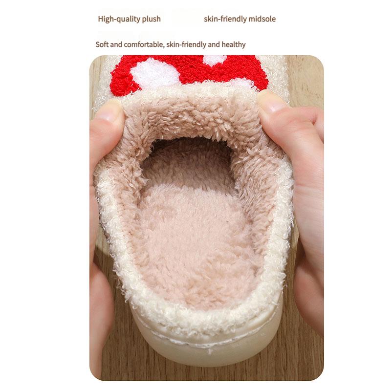 Pantofle Houby Zimní Fleecem Podšité Domácí Obuv Protiskluzová Vnitřní Pohodlí Roztomilý Design S Usmívající se Tváří Teplá Domácí Obuv Unisex Protiskluzové Podrážky