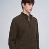 GIOVANNI VALENTINO Men's 100% Wool Cable Knit Mock Neck Zip Sweater