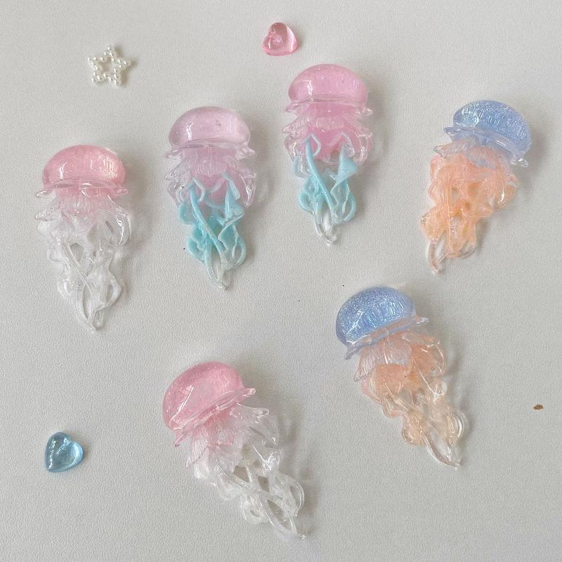 Creative Jelly Color Jellyfish Charm Keychain Y2K Beaded Pendant Phone Chain Car Hanging Decoration Bag Pendants Ornament Gifts