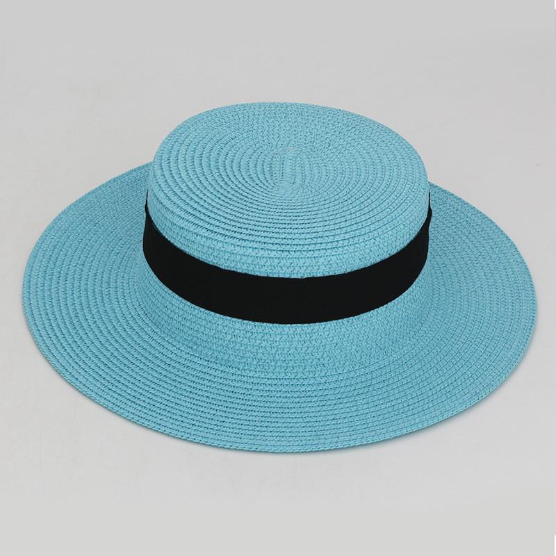 Color Square 20 Buckle Round Straw Hat Summer Travel Sunshade Cap Breathable