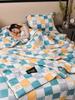 Luxury Summer Quilts Soft Emulation Silk Satin Quilted Quilt Machine Washable Air-conditioning Comforter Bedspread Thin Blanket
