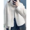 Autumn and winter new imitation velvet fur stand-up collar short top women's cotton fur coat thickened