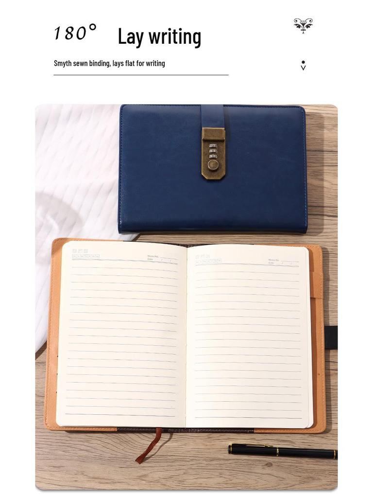 A5 Password-Protected Business Diary with Lock - Creative Planner & Thickened Notebook