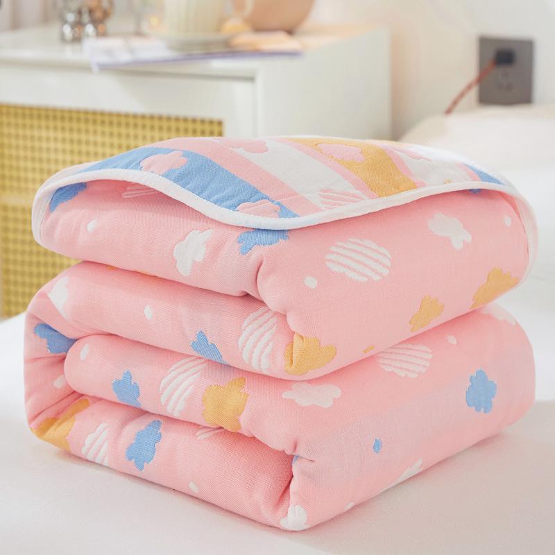 Class A 100% Cotton Six-Layer Gauze Blanket for Children - Lightweight Air Conditioning Quilt, Available In Single/Double Sizes for Summer