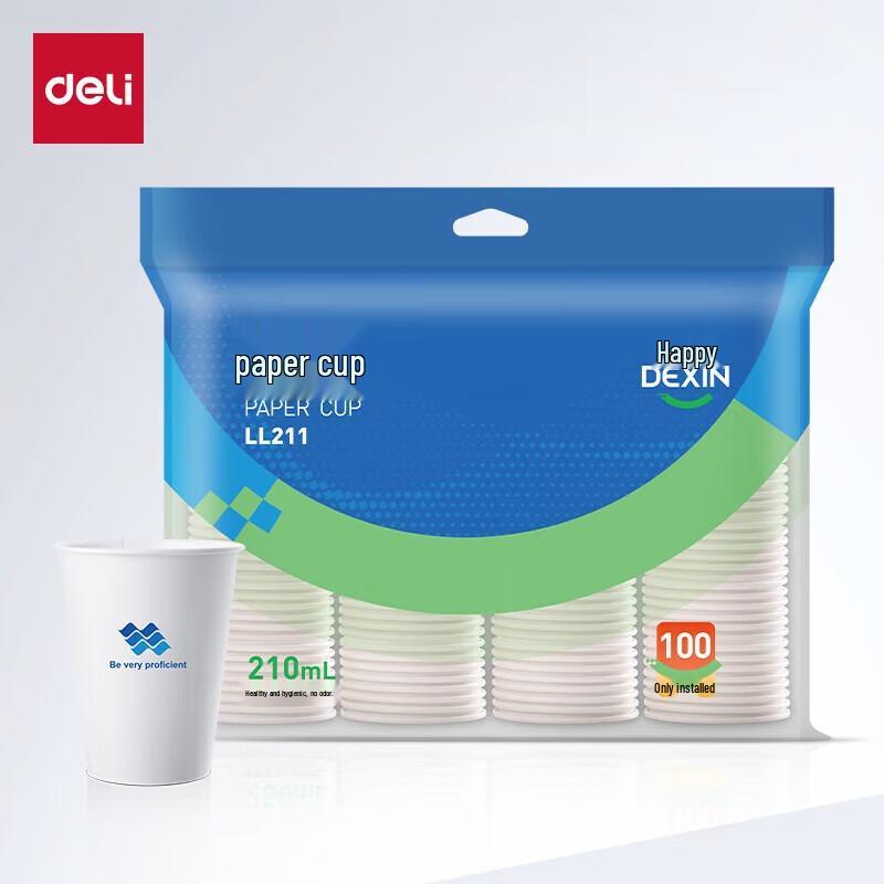 Deli Dexin LL211 White Paper Cups 210mL