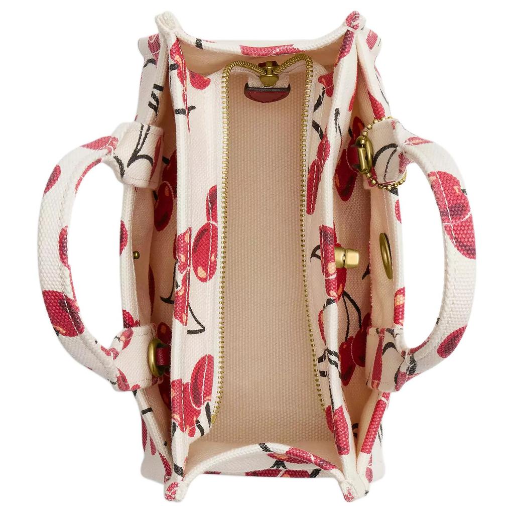 Coach Borsa Tote Stampa Ciliegie New York - Mini Borsa a Mano in Tela con Logo Ricamato - Casual Estivo e Occasioni Regalo CZ104-B4CAH