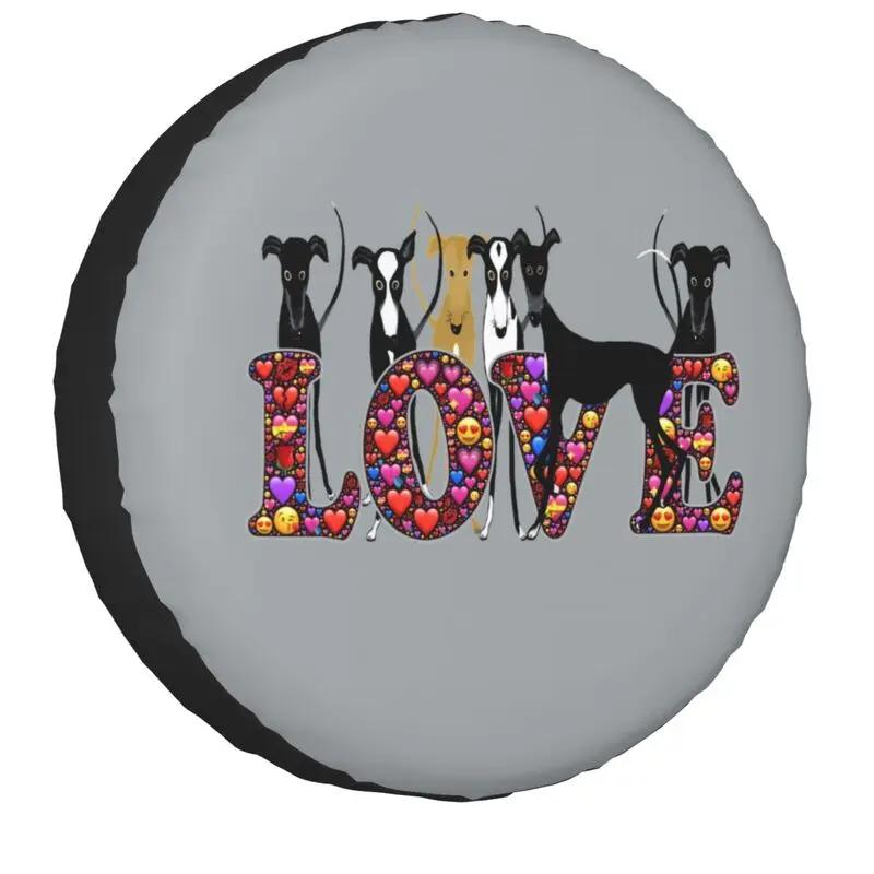 Love Hounds Spare Tire Cover For Grand Cherokee Jeep RV SUV 4WD 4x4 Greyhound Whippet Dog Car Wheel Covers 14" 15" 16" 17" Inch